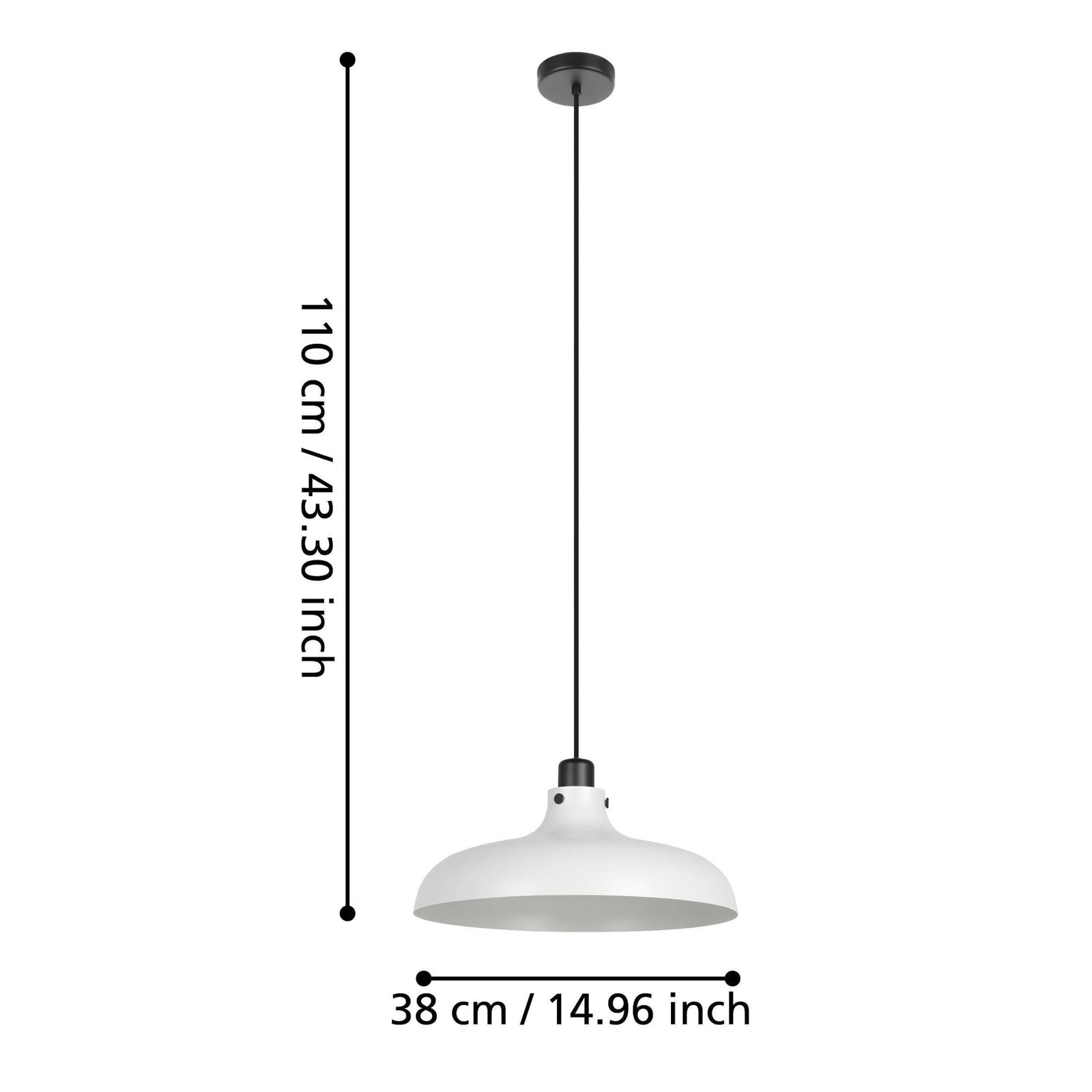 Matlock lampă suspendată, Ø 38 cm, gri/negru, oțel