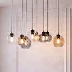 Cubus pendant light, 68 cm, 8-bulb, clear/honey/brown, glass