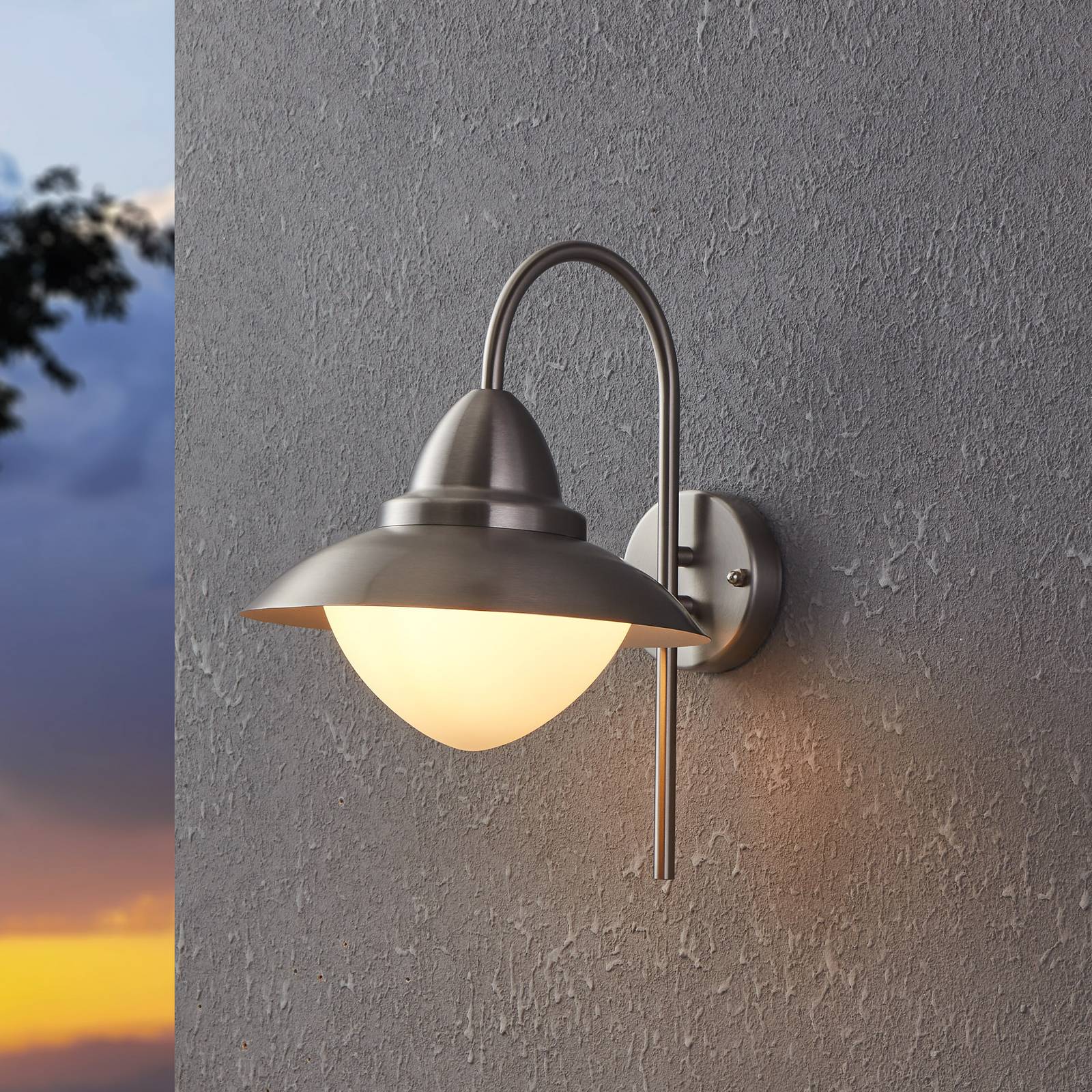 Wandleuchte Sidney, Edelstahl, Glas, E27 günstig online kaufen