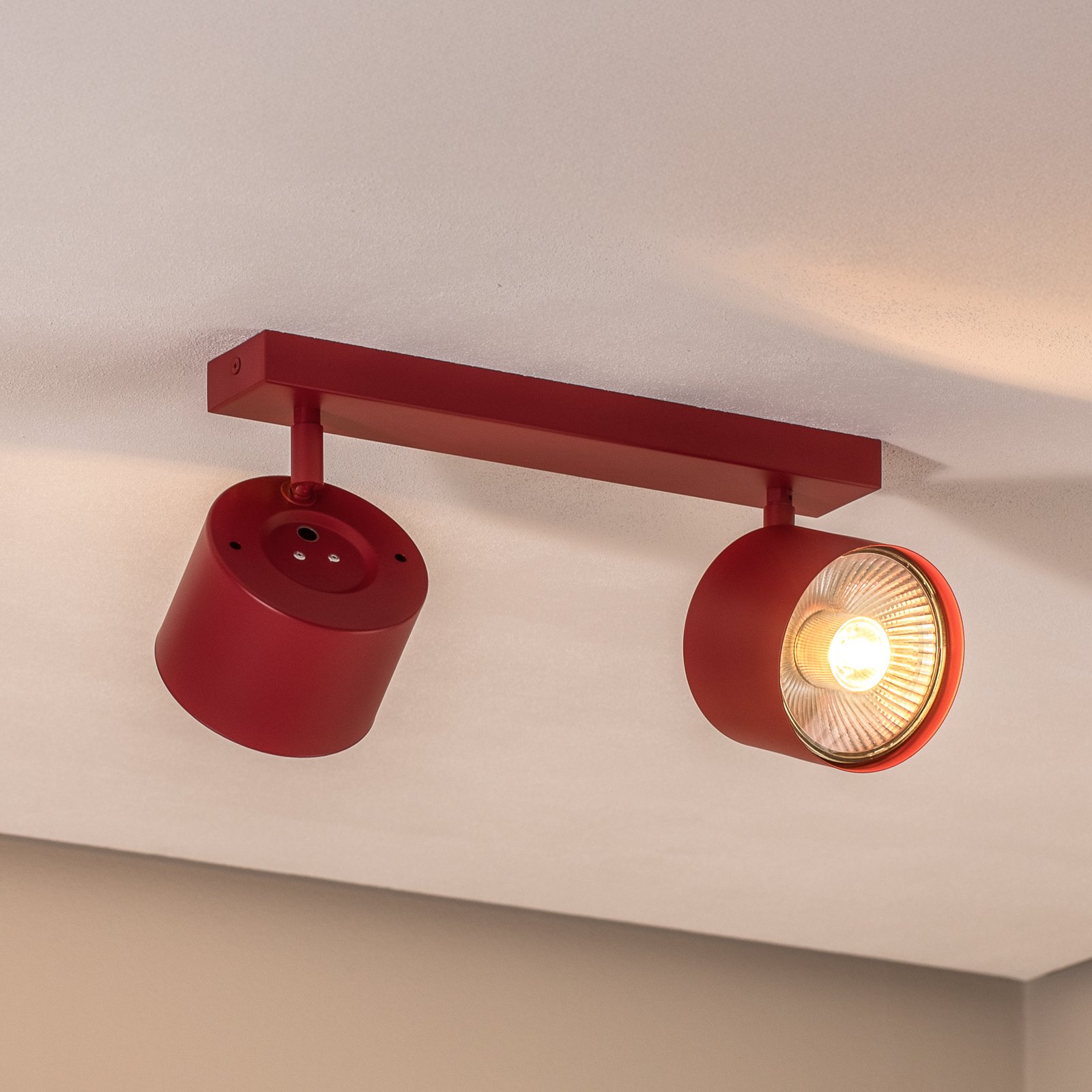 Spot pour plafond Chloe réglable à 2 lampes, rouge