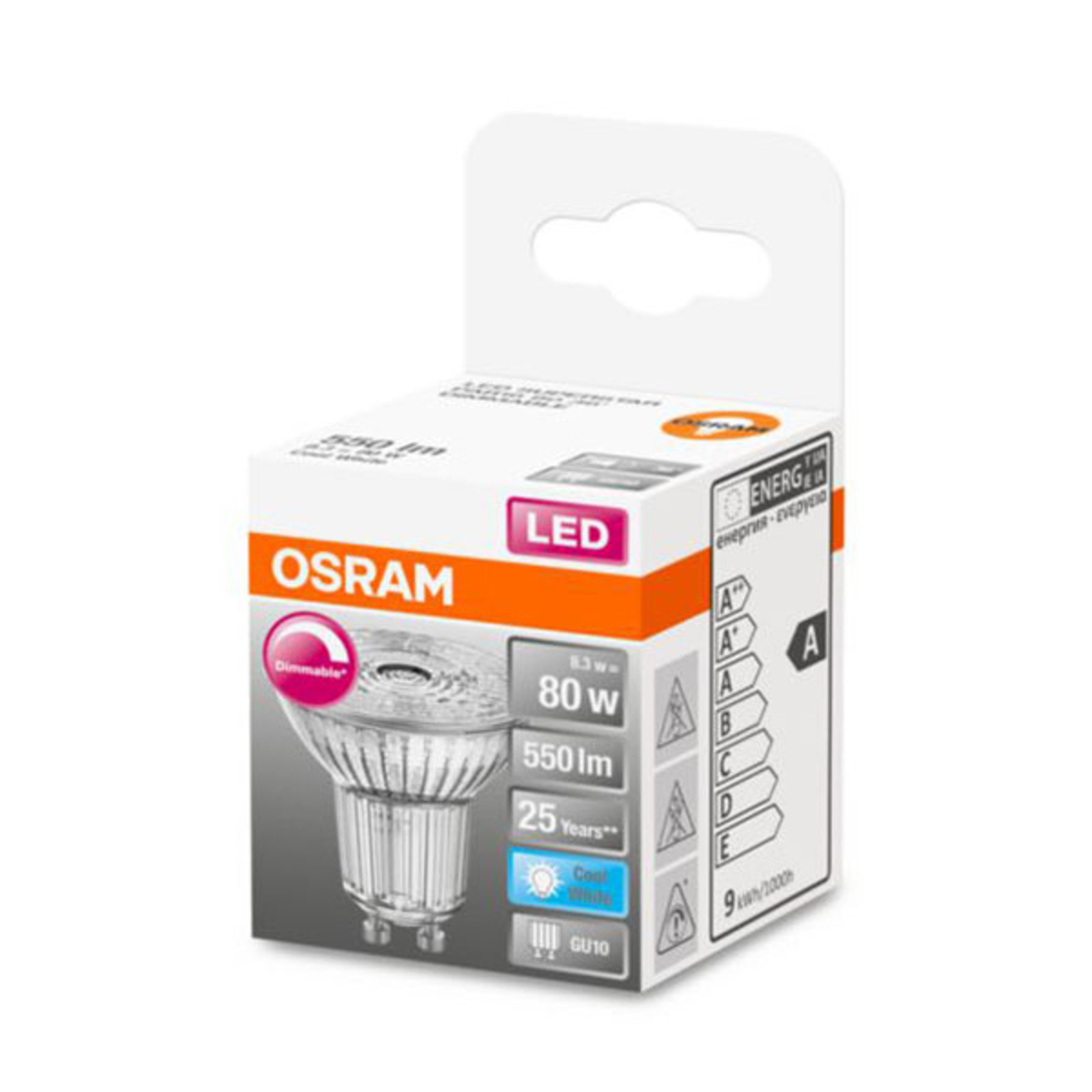 OSRAM LED-Glas-Reflektor GU10 8,3W 940 36° dimmbar