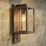 Lucande Außenwandlampe Ferda, Sensor, Fassung unten, braun