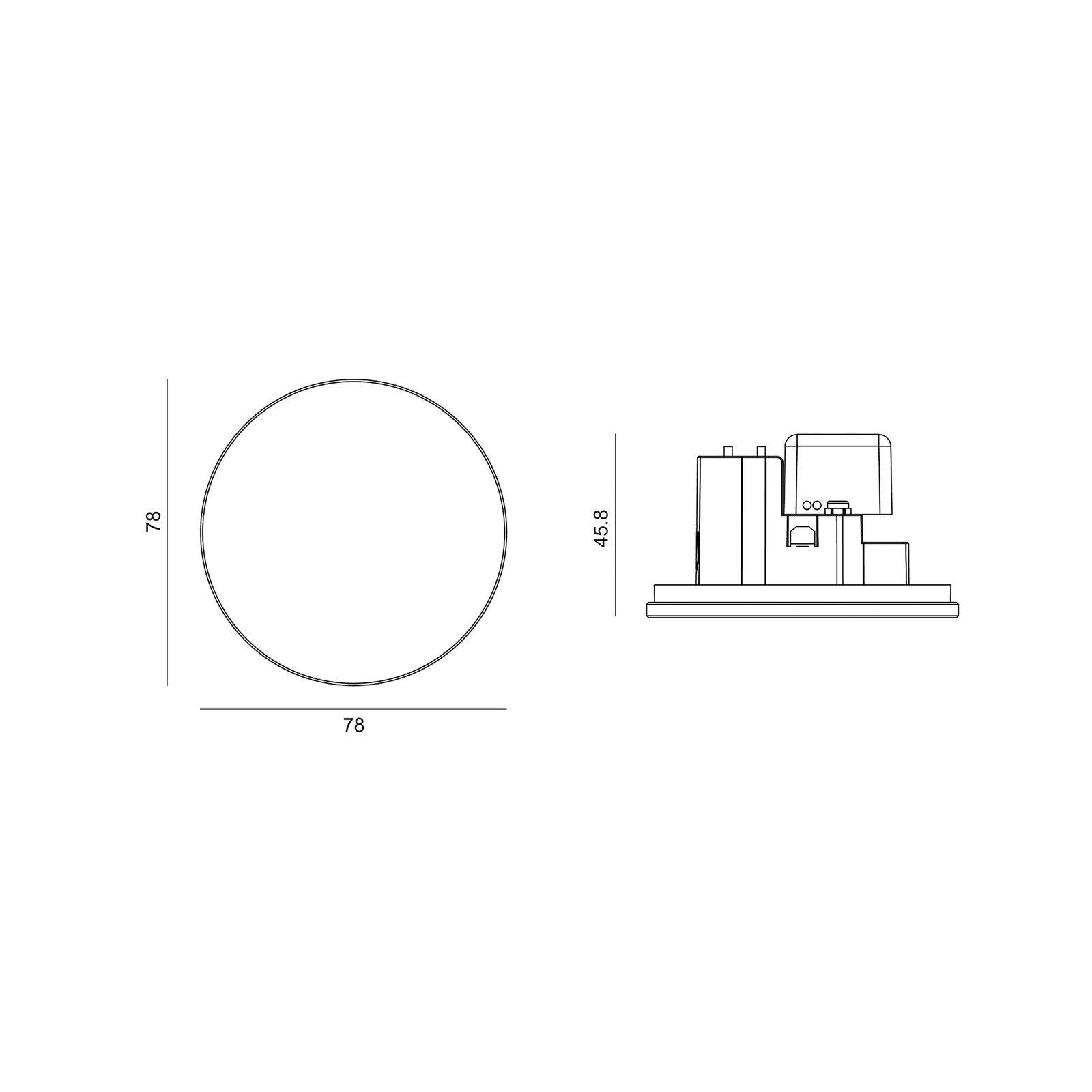 LED recessed light Wall 68R Glass RD, white, aluminium, CCT