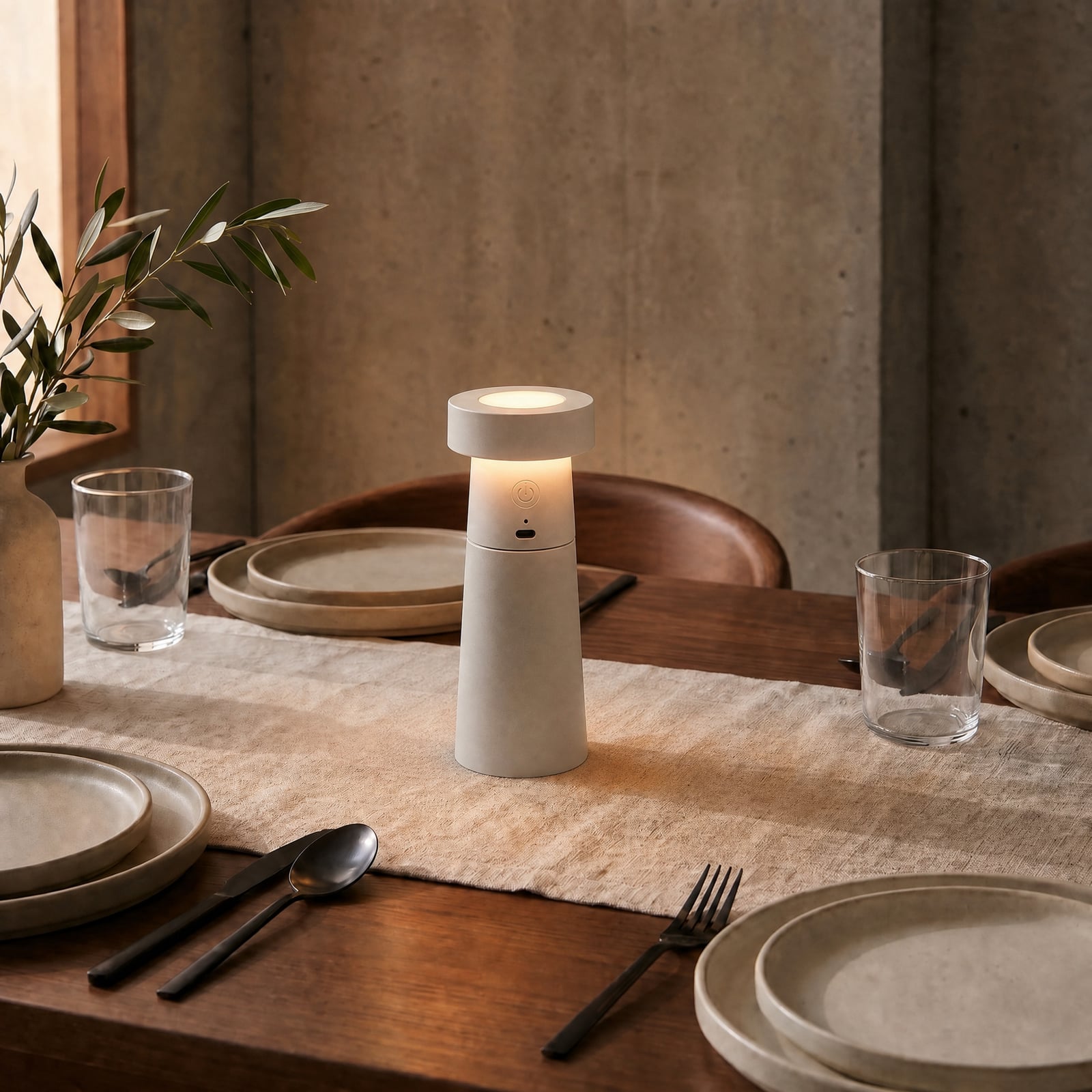 Lucande LED-saltströare Salt, ljusgrå, batteri, IP44