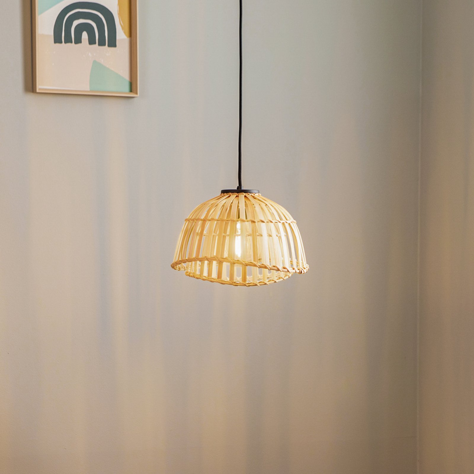 Lindby Dabila hanglamp bamboe Ø 30 cm