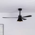 Amelia Cone ceiling fan, LED light, black