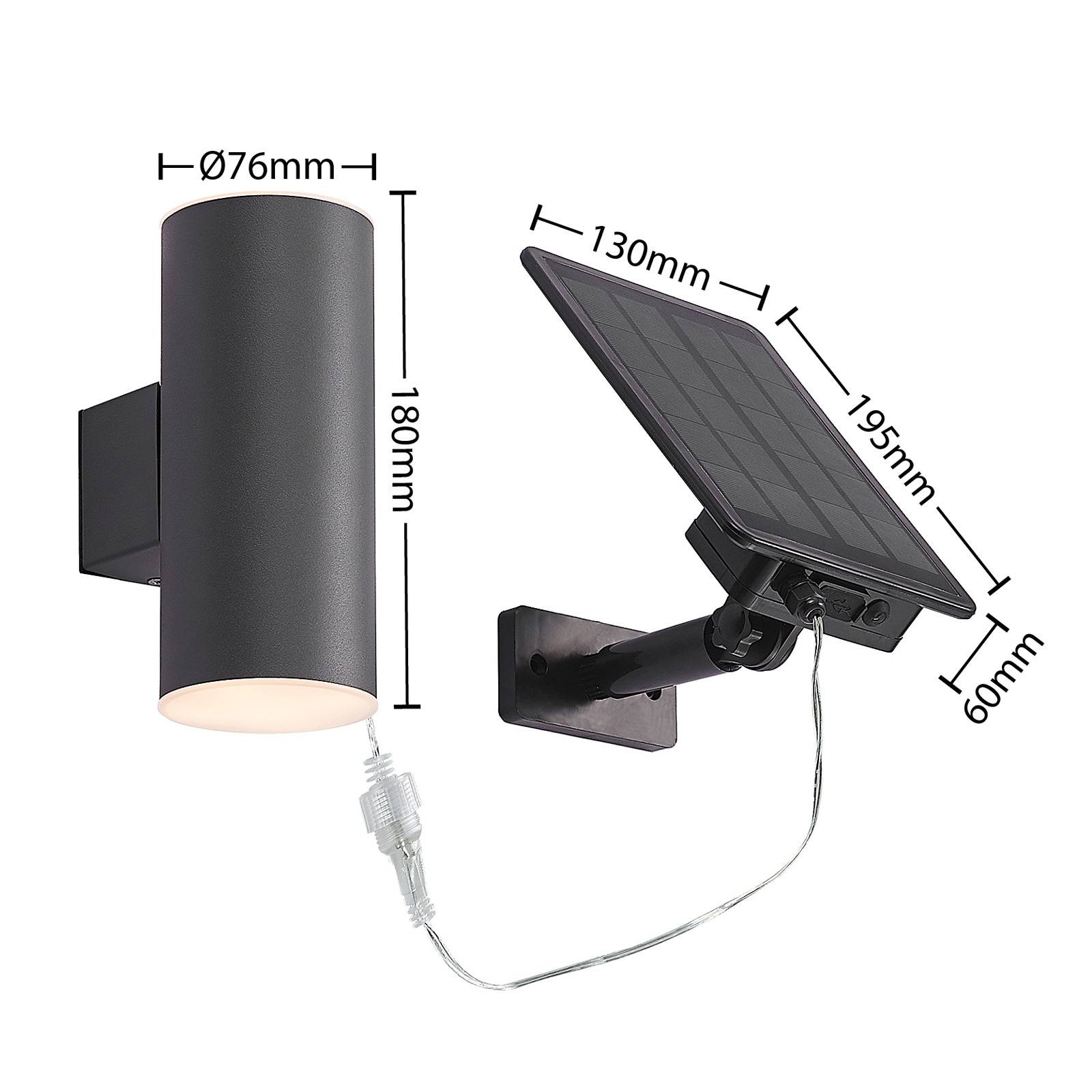 Lindby Maurun lampa solarna LED, antracytowa