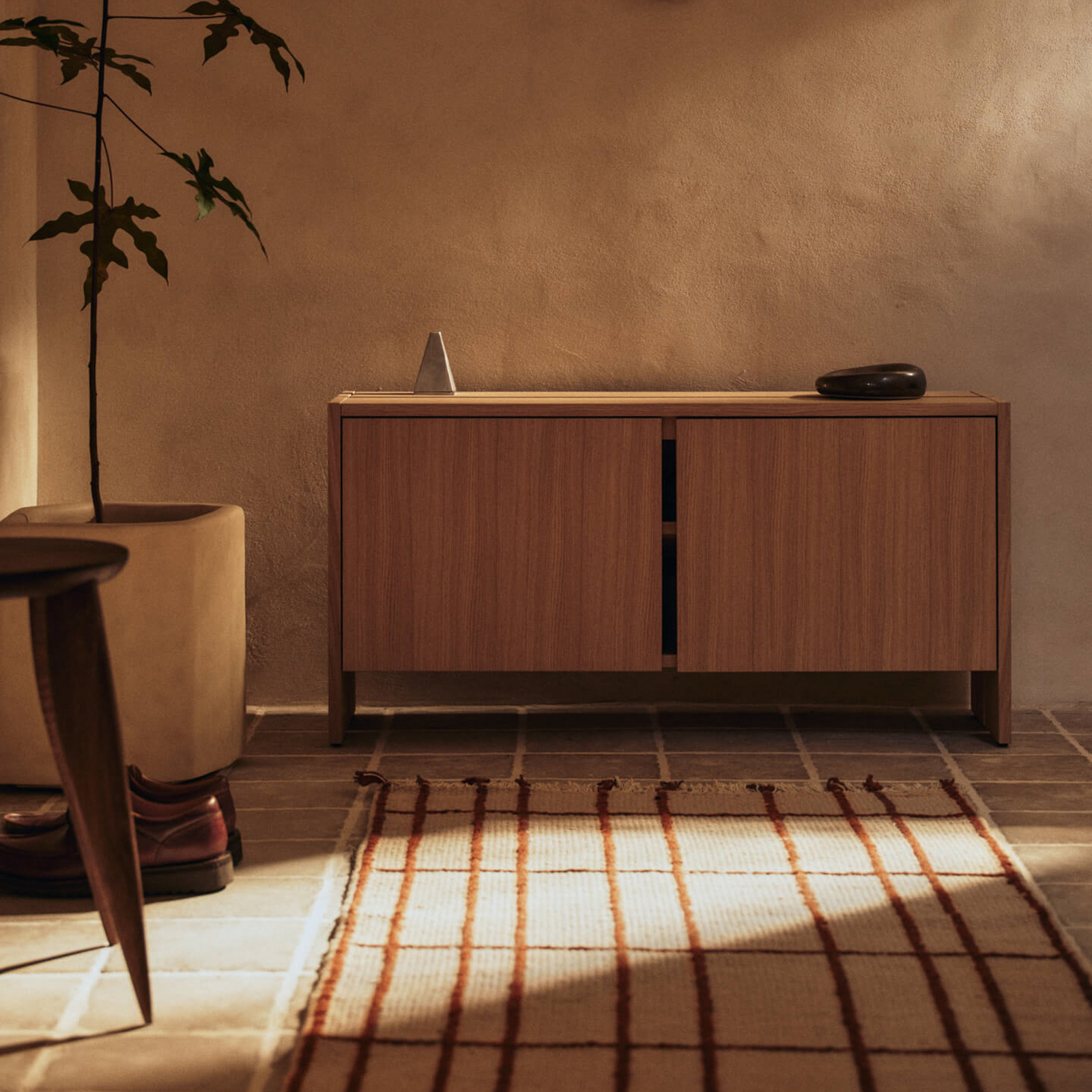 Sen runner, cream/brown, 200 x 80 cm, textile - ferm LIVING