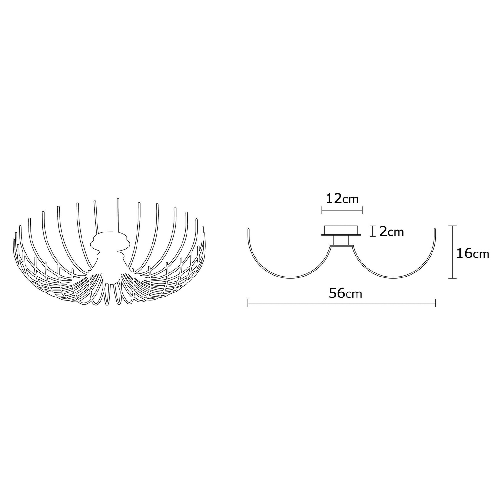 Aspendos N-639 taklampa, svart, metall, Ø 56 cm