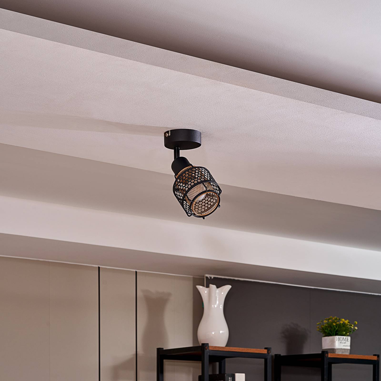 Lindby Eudoria plafond-spot 1-lamp zwart/goud