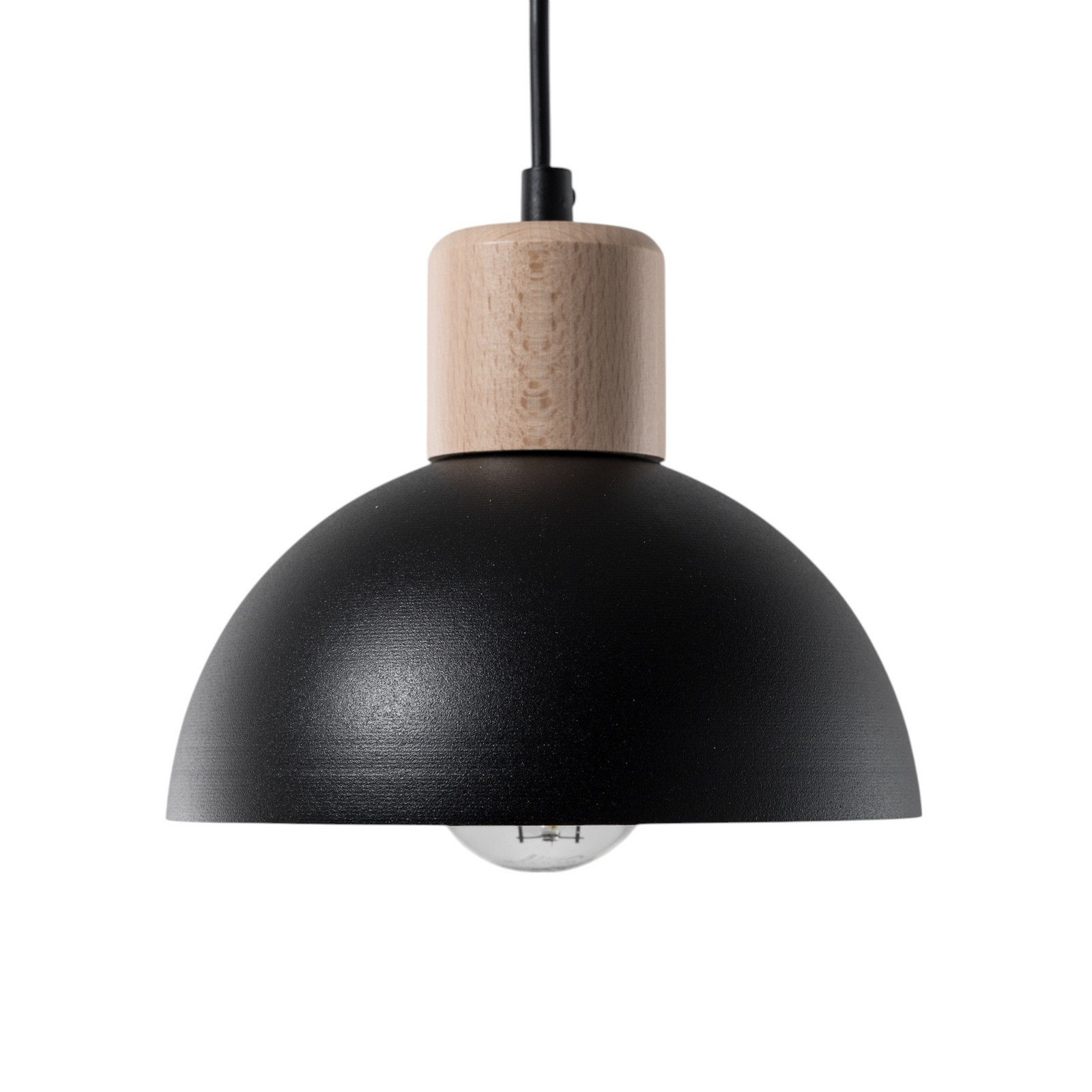 EMIBIG LIGHTING Lampă suspendată Seco Ø 18 cm negru metal/lemn - Camera de zi / sufragerie - negru lemn deschis