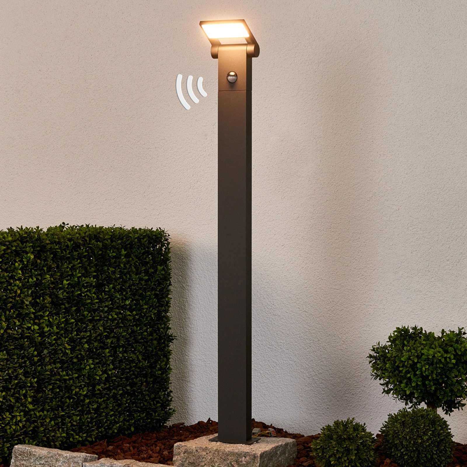 Patníková LED lampa Marius s čidlem, 100 cm