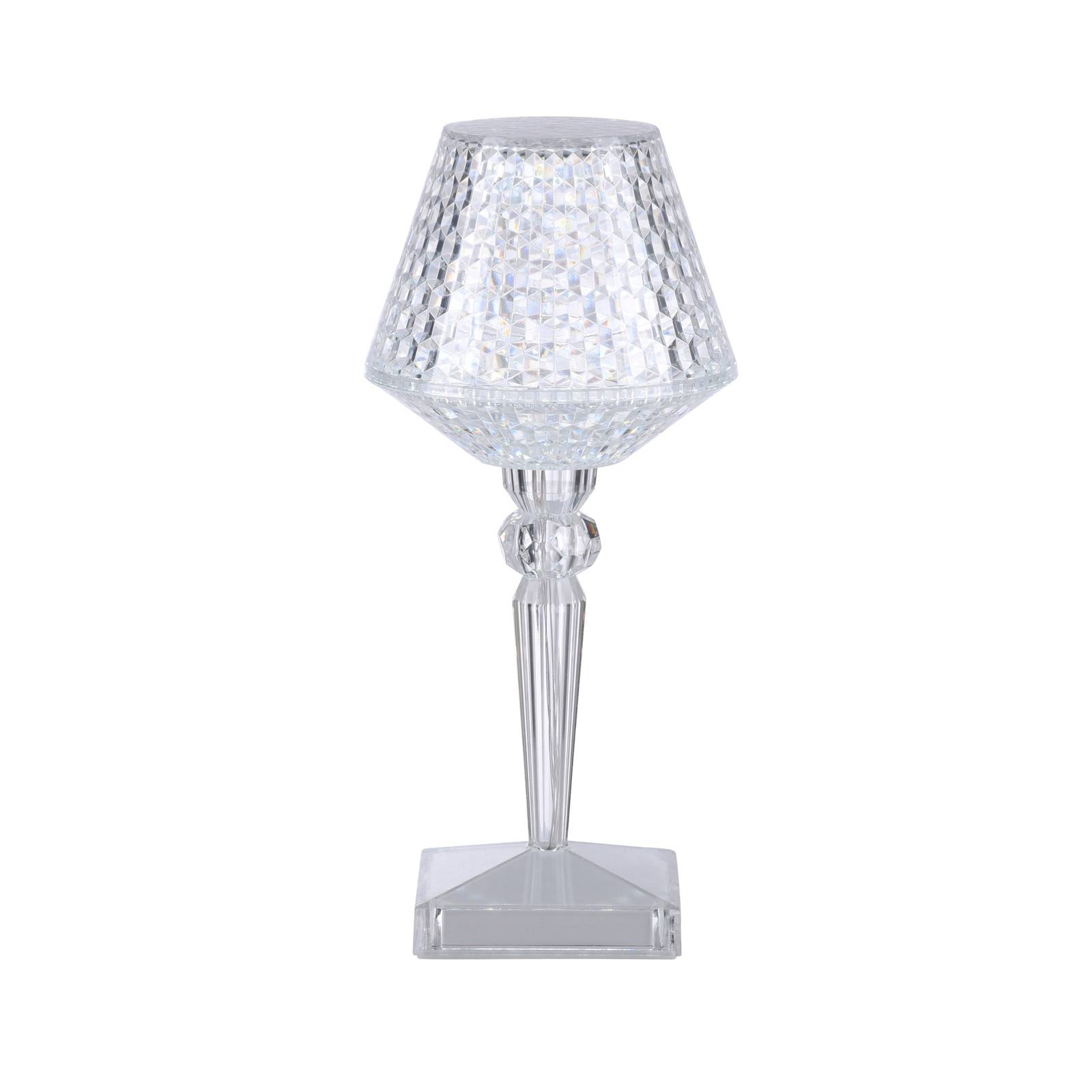 LED asztali lámpa Kristala akku átlátszó csonkakúp