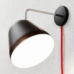 Nyta Tilt Wall wall light with a red cable, black