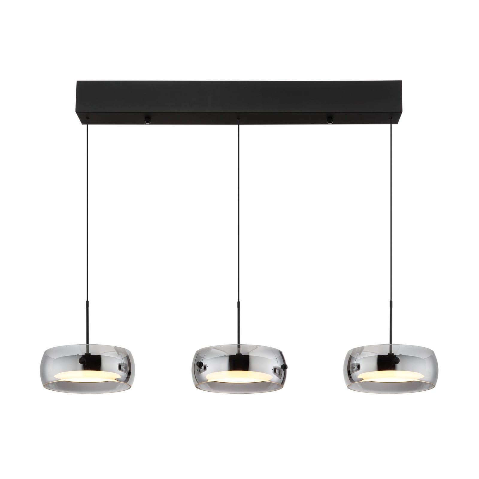 Livion LED lógó világítás, füstszürke/fekete, üveg, 85 cm Livion LED lógó világítás, füstszürke/fekete, üveg, 85 cm