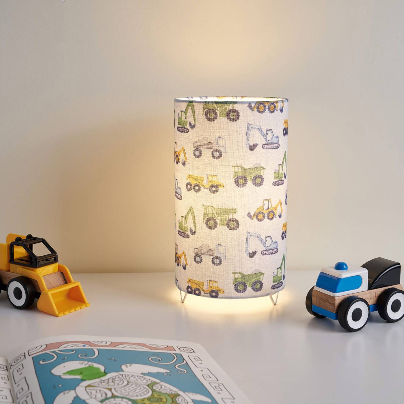 Pauleen Cute Tractor lampe de table, abat-jour lin