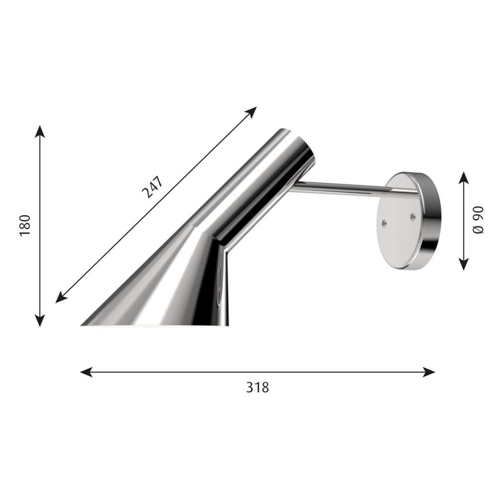 AJ Aplică de Perete Hardwired Polished Steel - Louis Poulsen