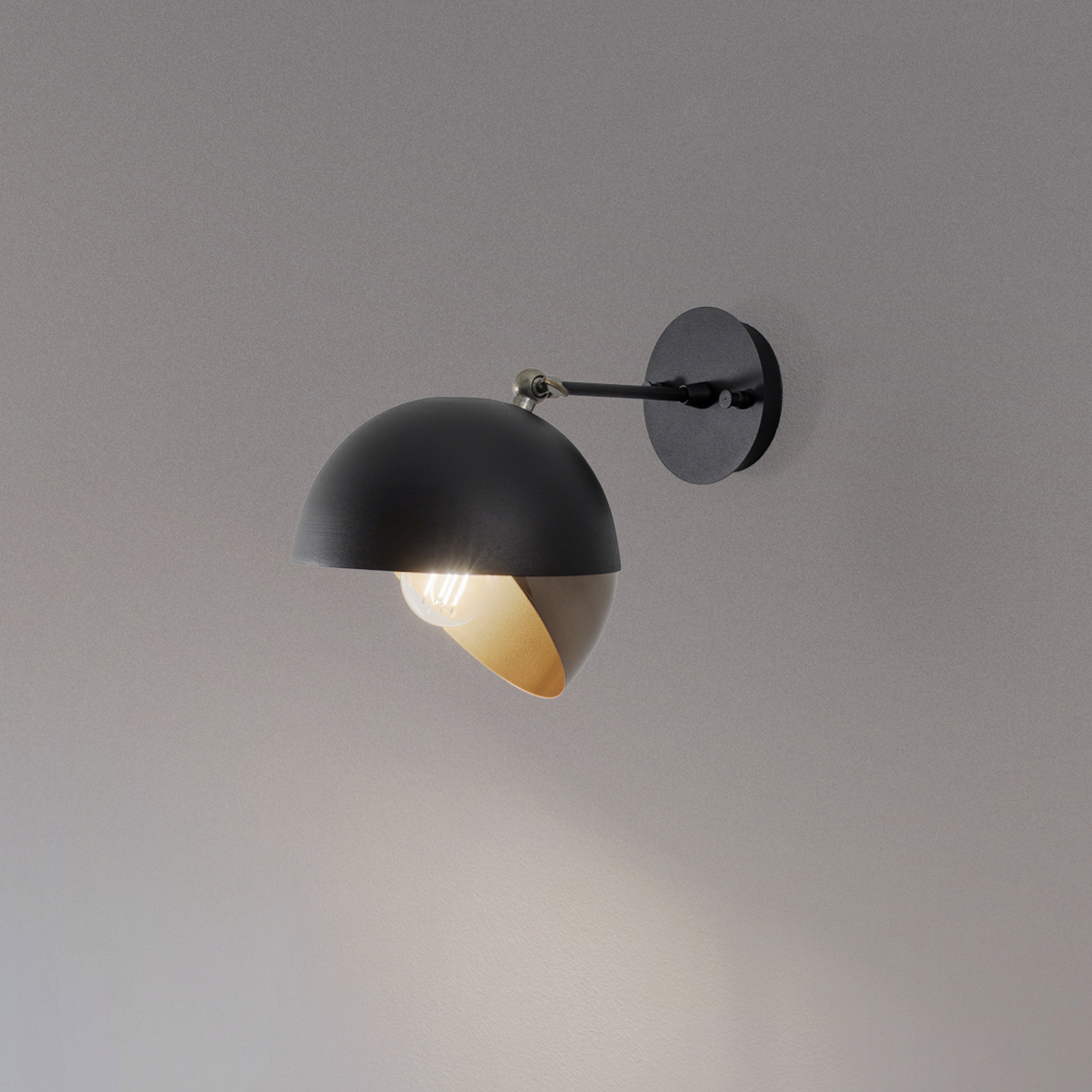 Wandleuchte Berceste 252-A, schwarz/gold, Metall, Ø 20 cm