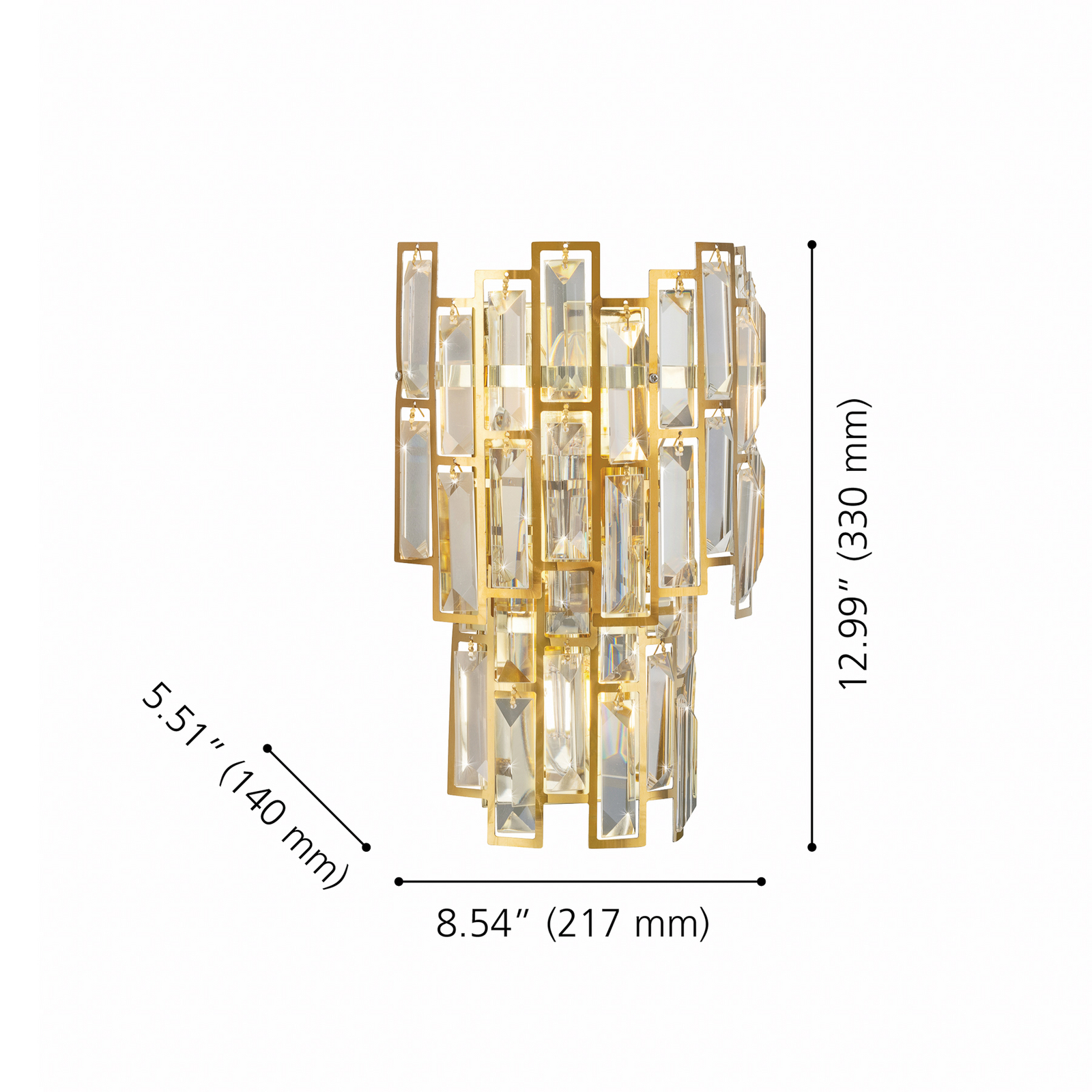 Stars of Light Calmeilles wall light, brass, 33 cm glass
