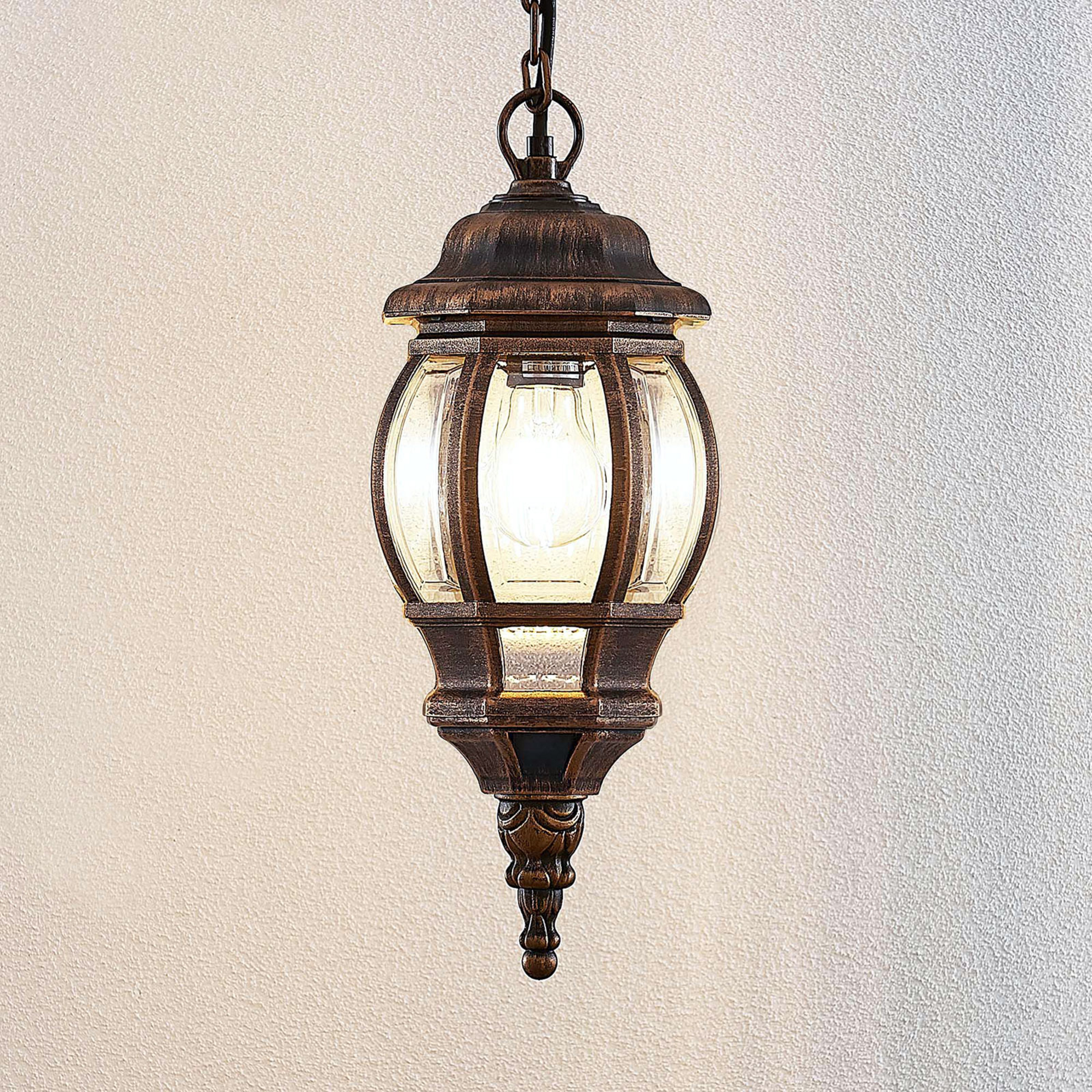 Vonkajšia závesná lampa Nadesha zlaté brúsené