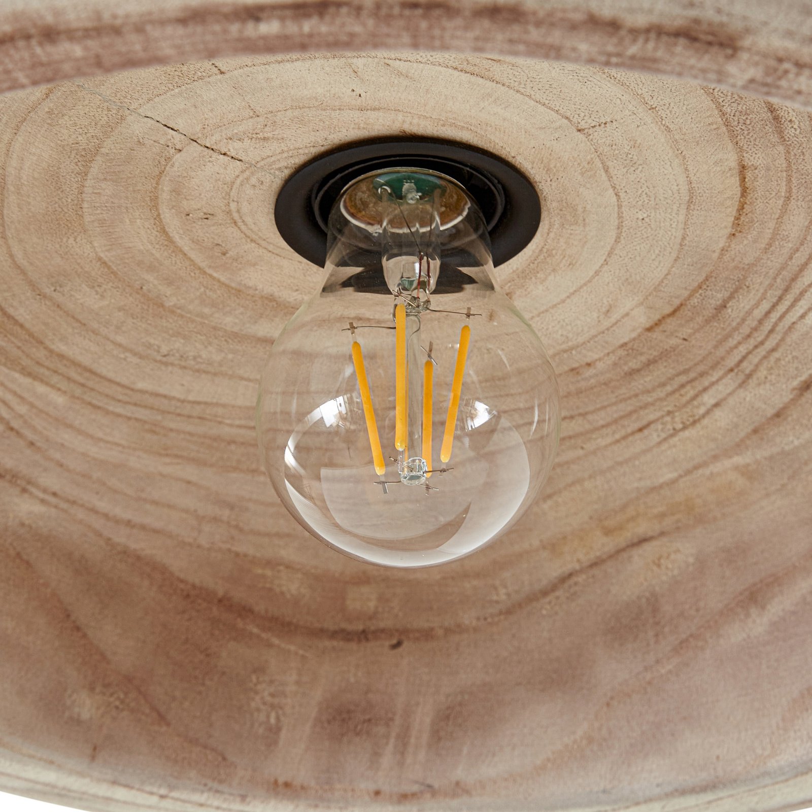 Lucande Hängeleuchte Leivar, Ø 35 cm, Holz/schwarz, E27