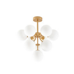 Plafonnier Peyton, à 10 lampes, doré/blanc, verre - Lucande