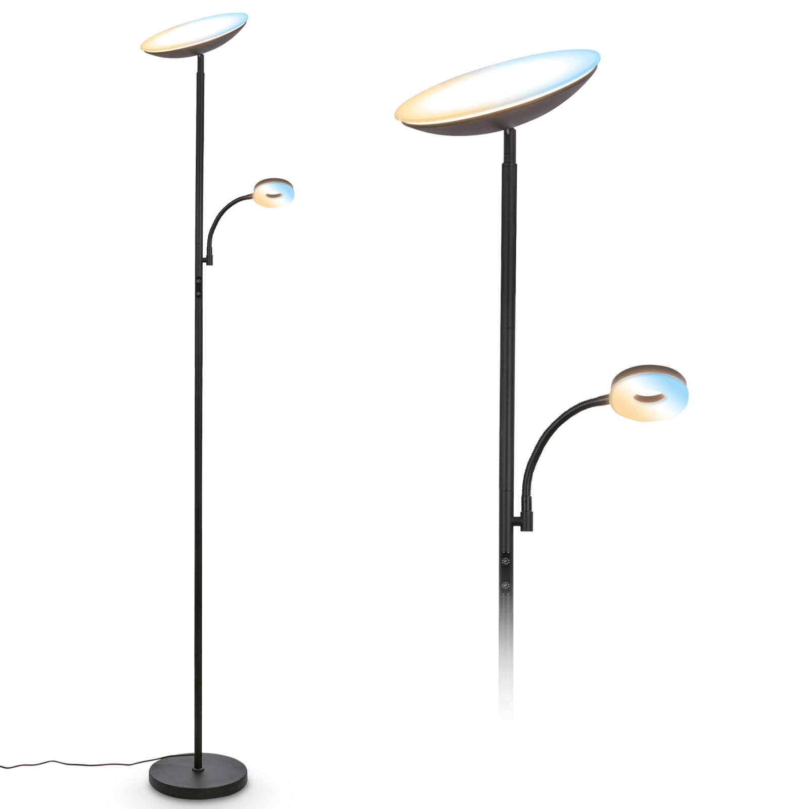 LED-Stehleuchte Sira, schwarz, CCT, Touchdimmer, Leselicht LED-Stehleuchte Sira, schwarz, CCT, Touchdimmer, Leselicht
