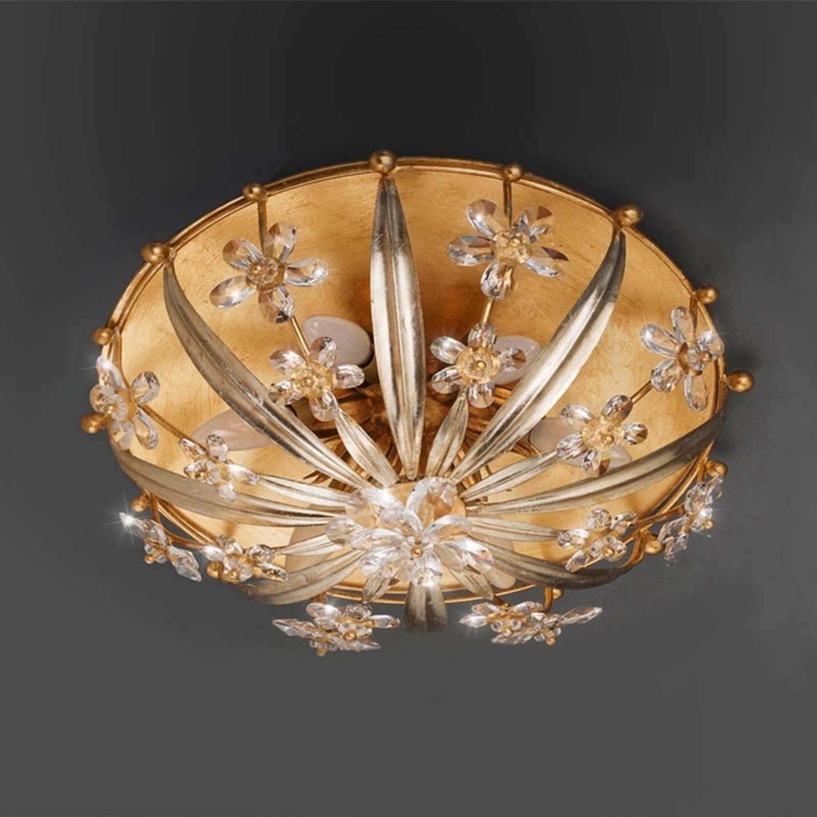 Ferro Luce Mirella ornate crystal ceiling light, for Living / Dining Room, metal, Asfour crystals, E14, 40 W, energy efficiency: A++, H: 25 cm