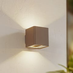 Lucande Aplique LED para exterior Aaron, marrón, IP54, arriba/abajo