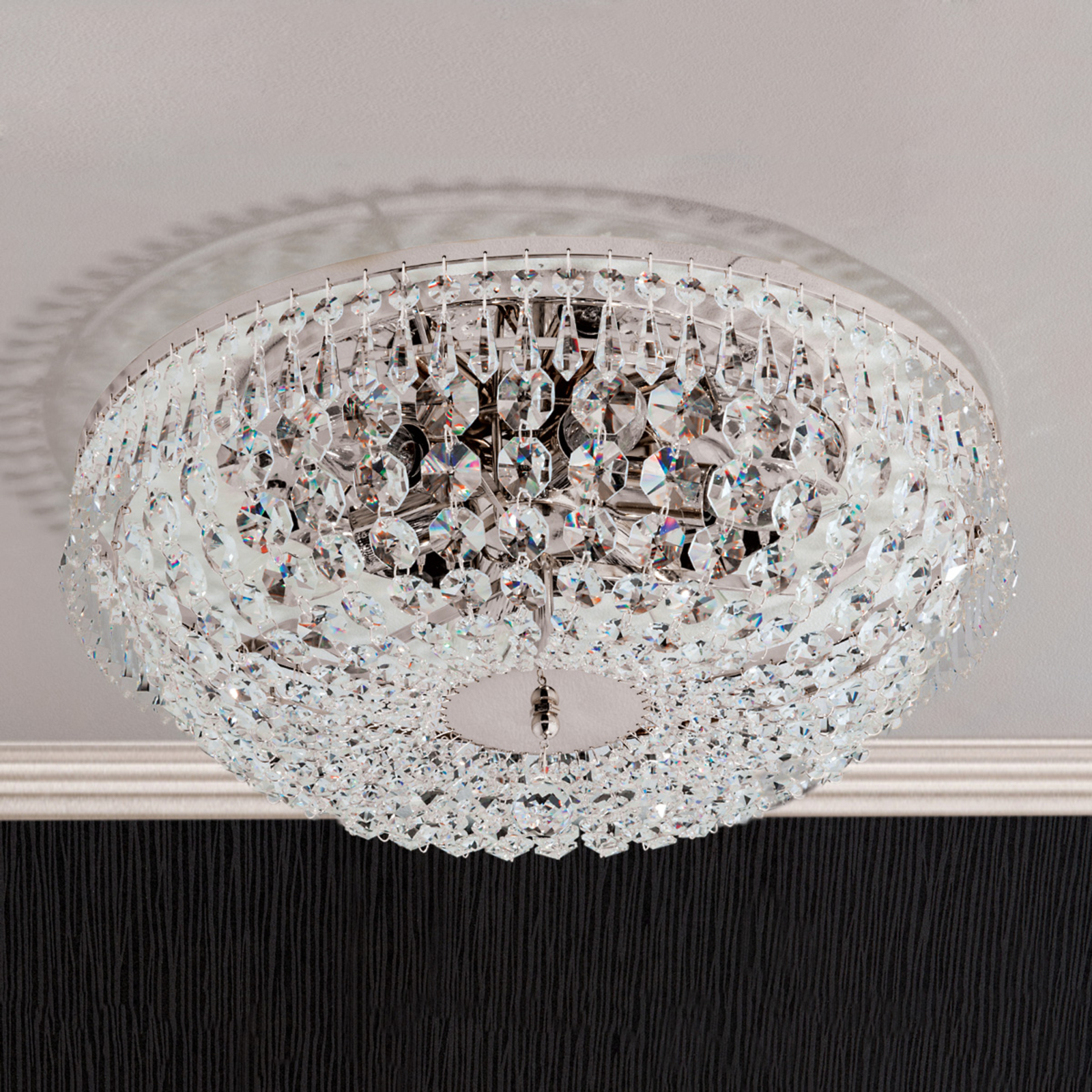 Verchroomde kristallen plafondlamp SHERATA, 45 cm