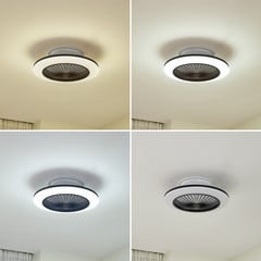Lindby LED-kattotuuletin Mamuti, musta, hiljainen, Ø 55 cm