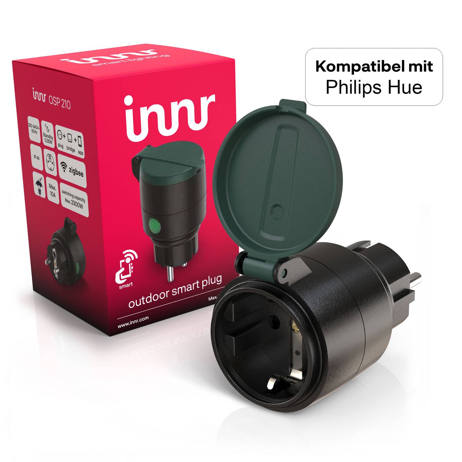 Levně Venkovní zásuvka Innr Smart Plug, IP44, plast, černá