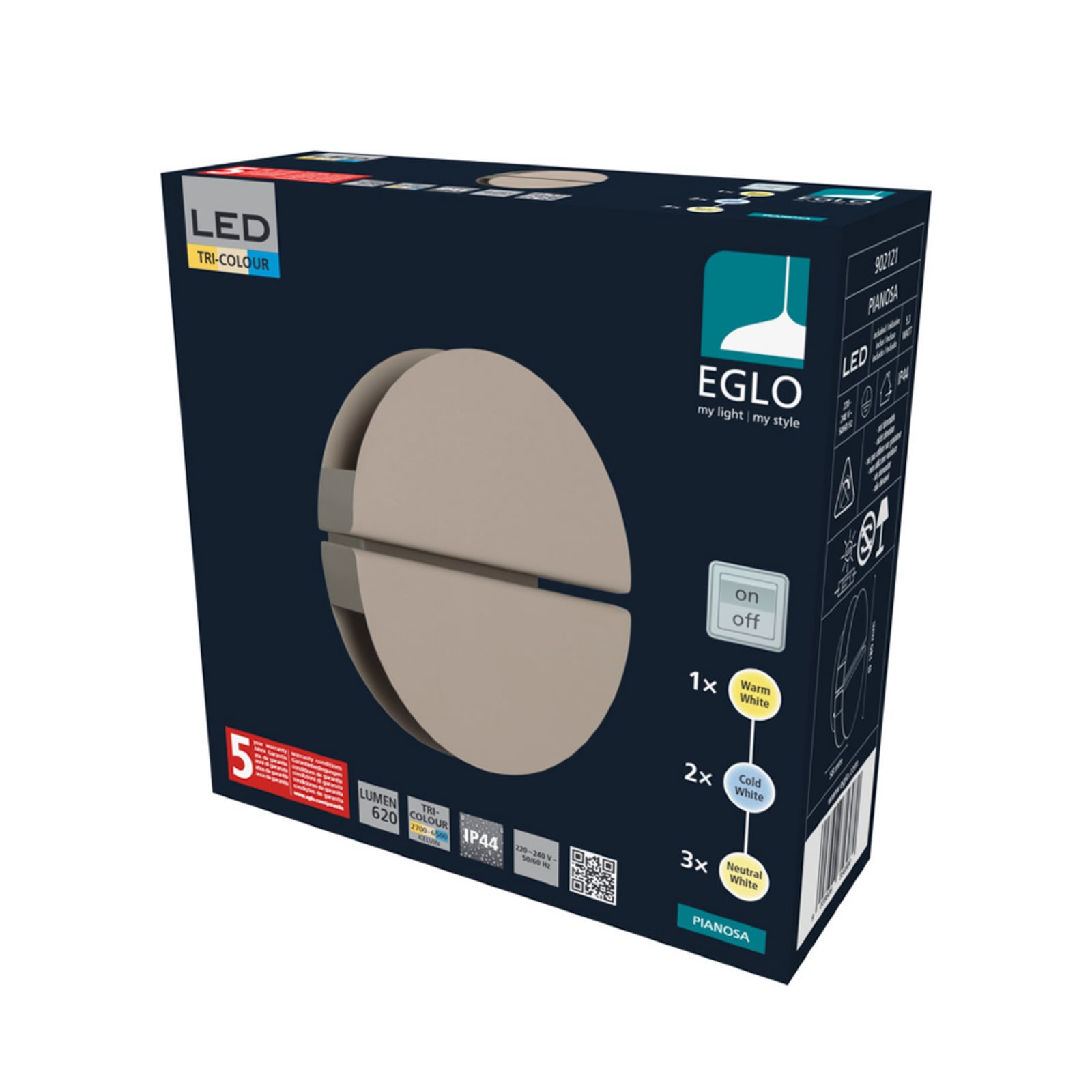 EGLO LED-Wandleuchte PIANOSA, beige, Ø 18 cm, IP44, CCT EGLO LED-Wandleuchte PIANOSA, beige, Ø 18 cm, IP44, CCT
