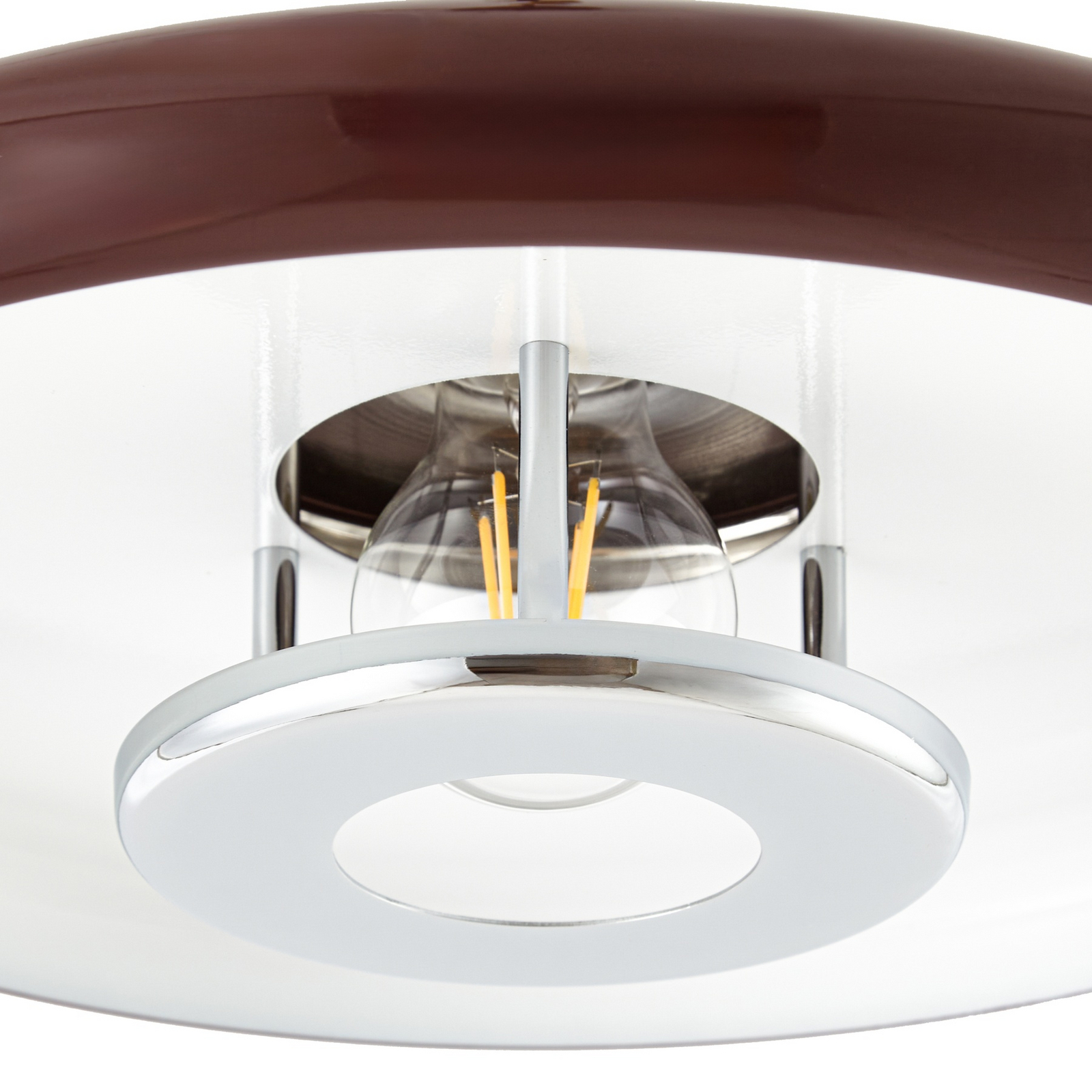 Lindby hanglamp Branford, retro, Ø 35 cm, bordeauxrood, metaal
