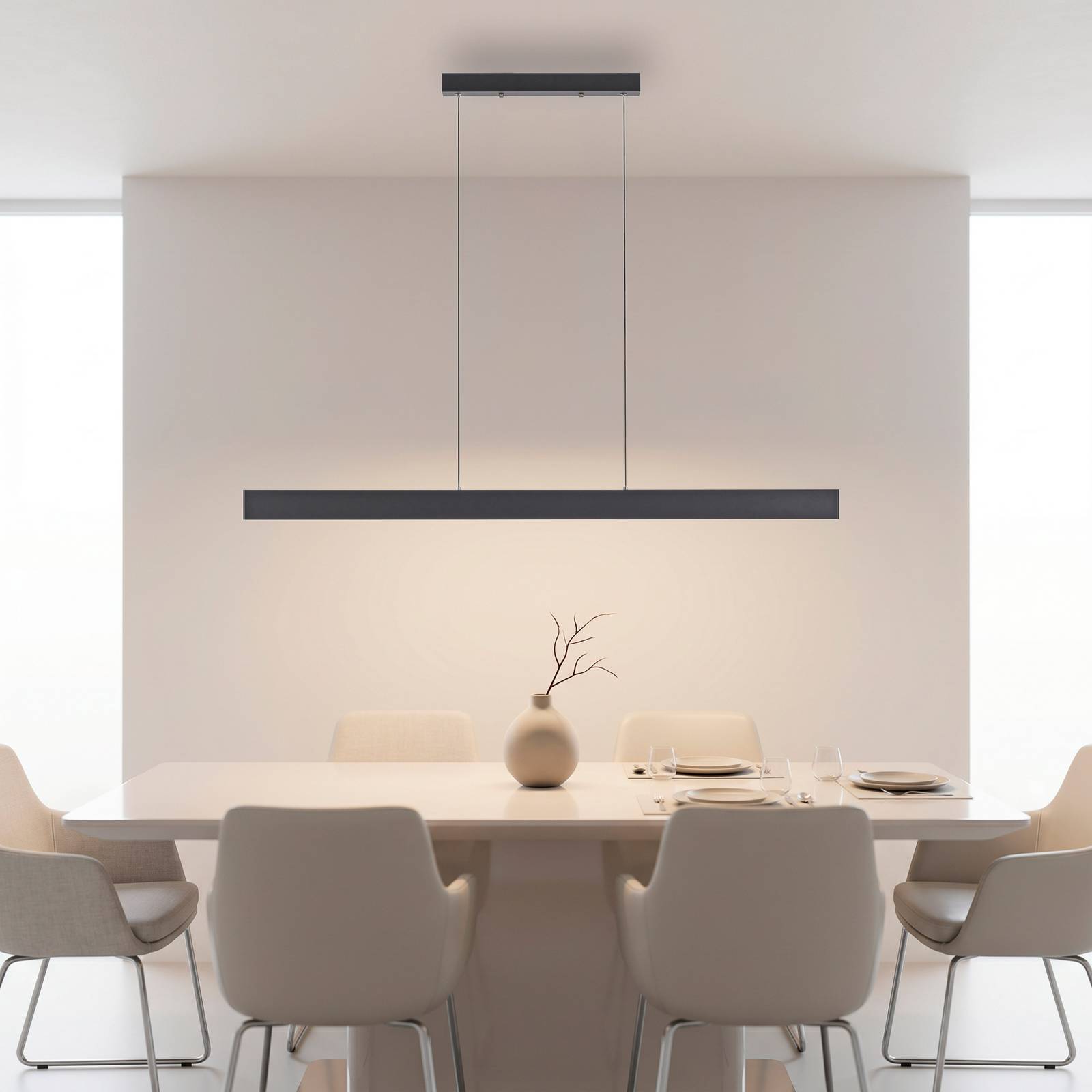 Żyrandol LED Adina, czarna, metalowa, 3 000 K, światło skierowane w górę/w dół