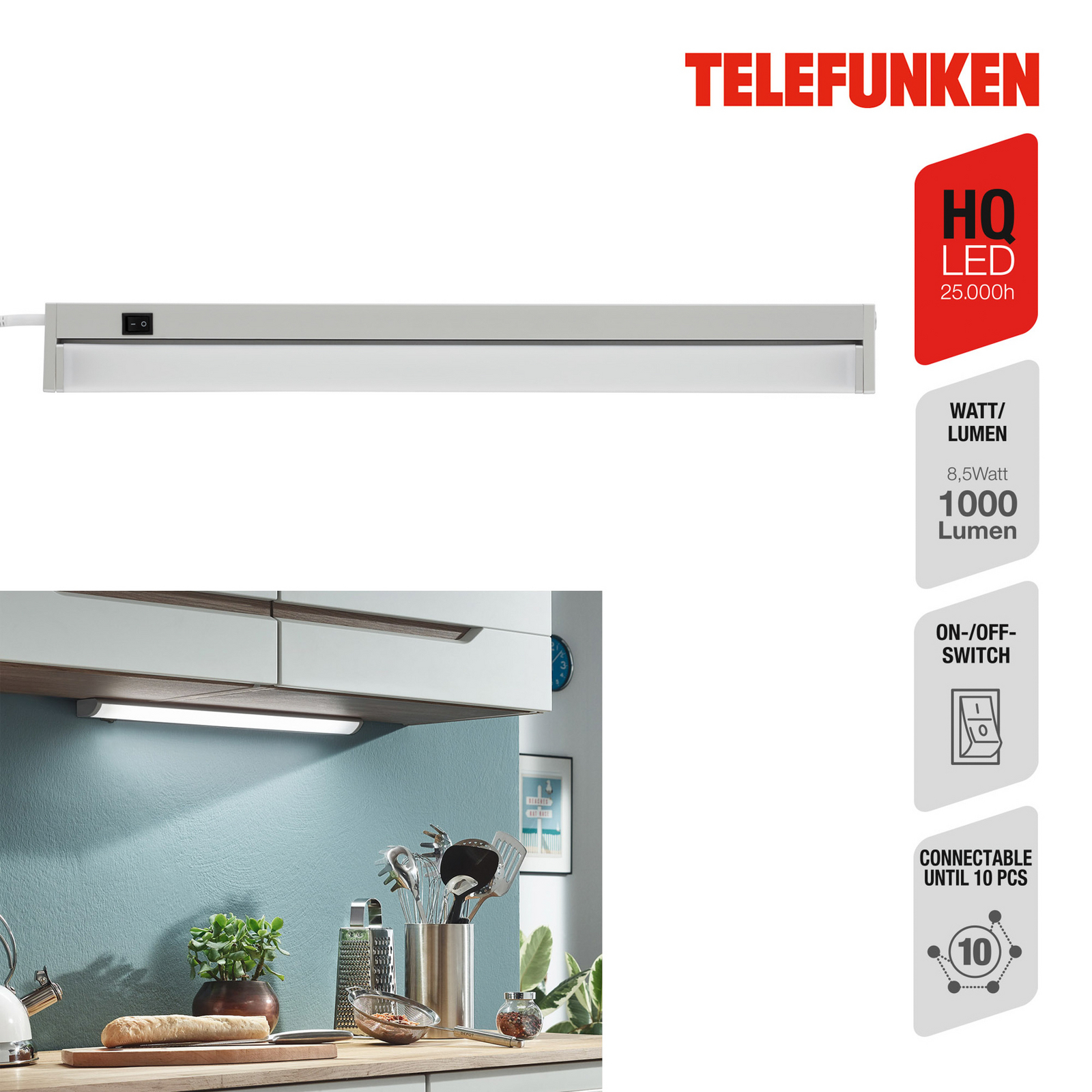 LED kaappivalaisin Hestia 4 000K 1 000lm Titaani Nettilamppu fi