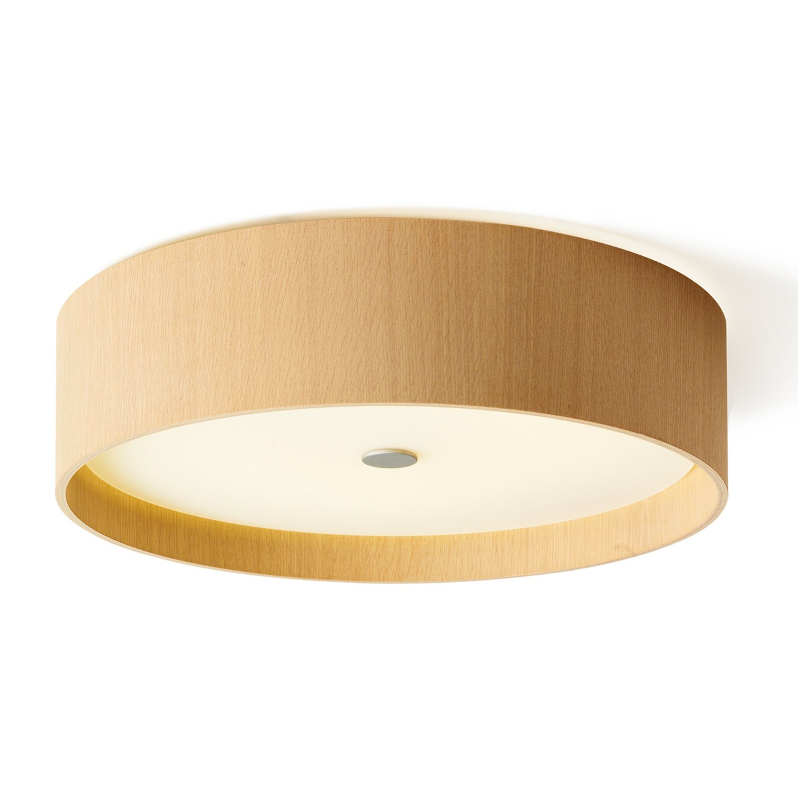 Domus Wood ceiling light Lara wood with LED 43 cm, for Living / Dining Room, white oak, frosted perspex, 25 W, energy efficiency: A+, H: 12.5 cm