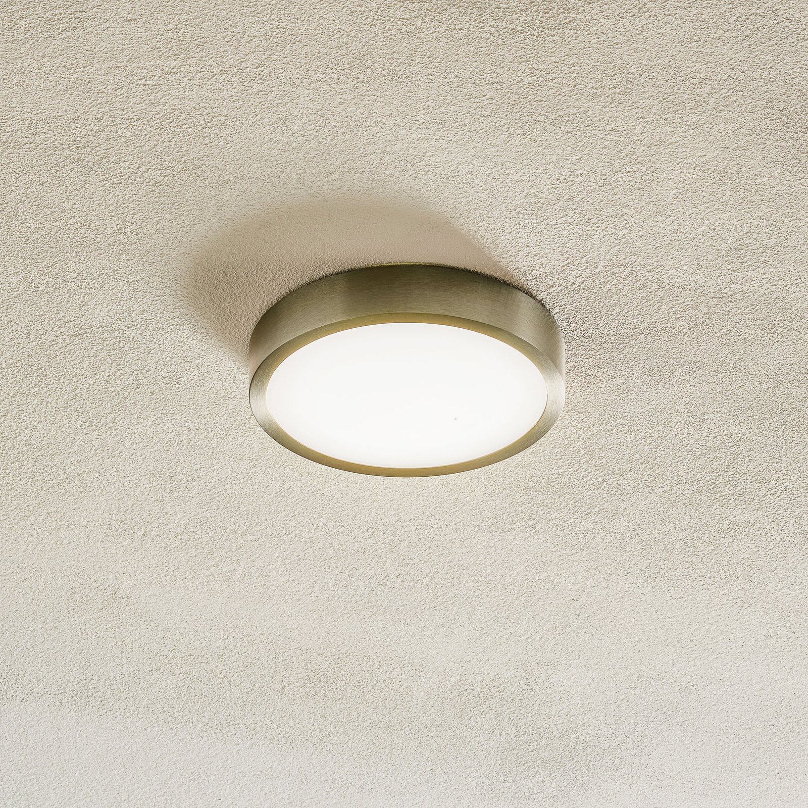 Светодиодна лампа за таван Bully, матов никел, Ø 14 cm