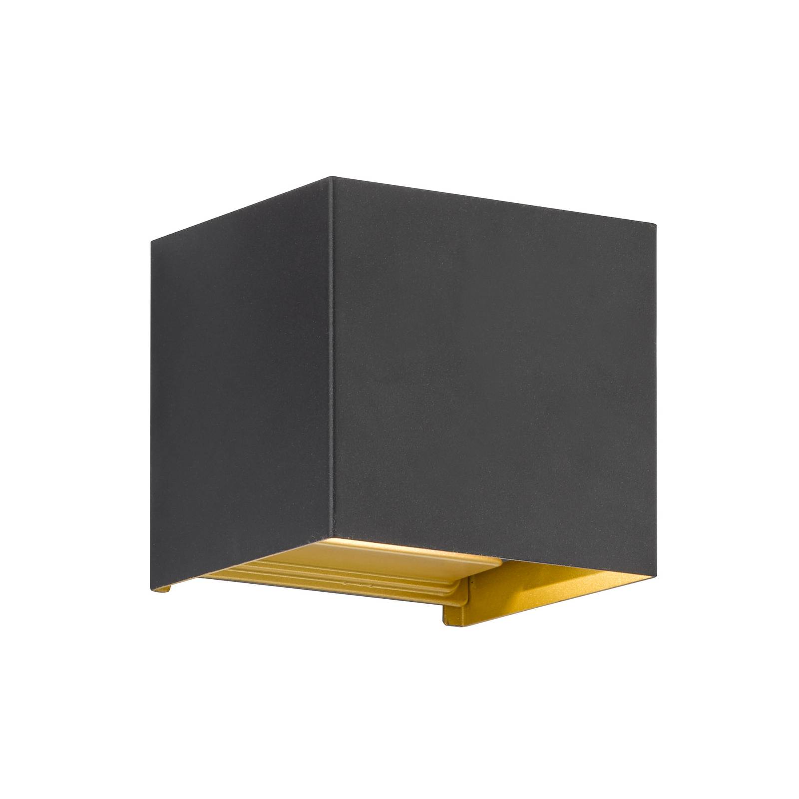 Vonkajšie nástenné svietidlo Thore LED, čierna/zlatá farba, šírka 11 cm
