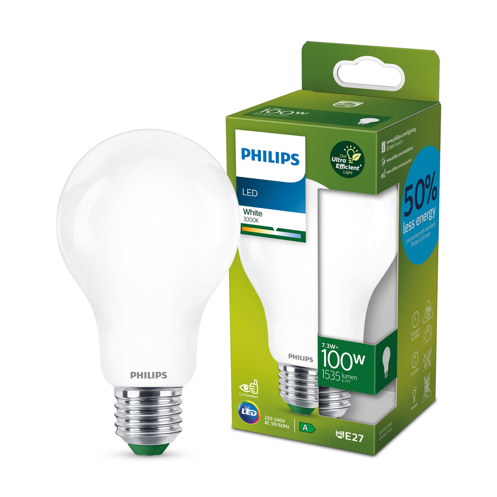 Europa optocht Zilver Philips LED lamp E27 A70 7,3W 1.535lm mat 3.000K | Lampen24.be