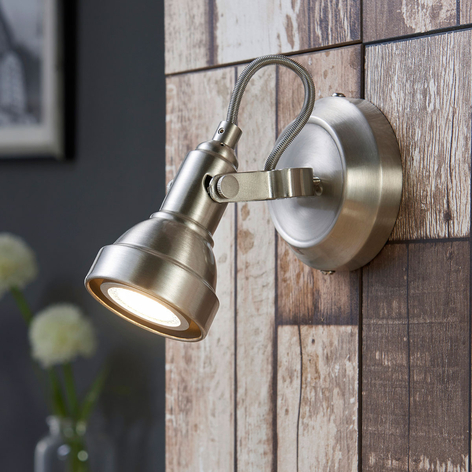 Spot mural couleur nickel LED Perseas, GU10