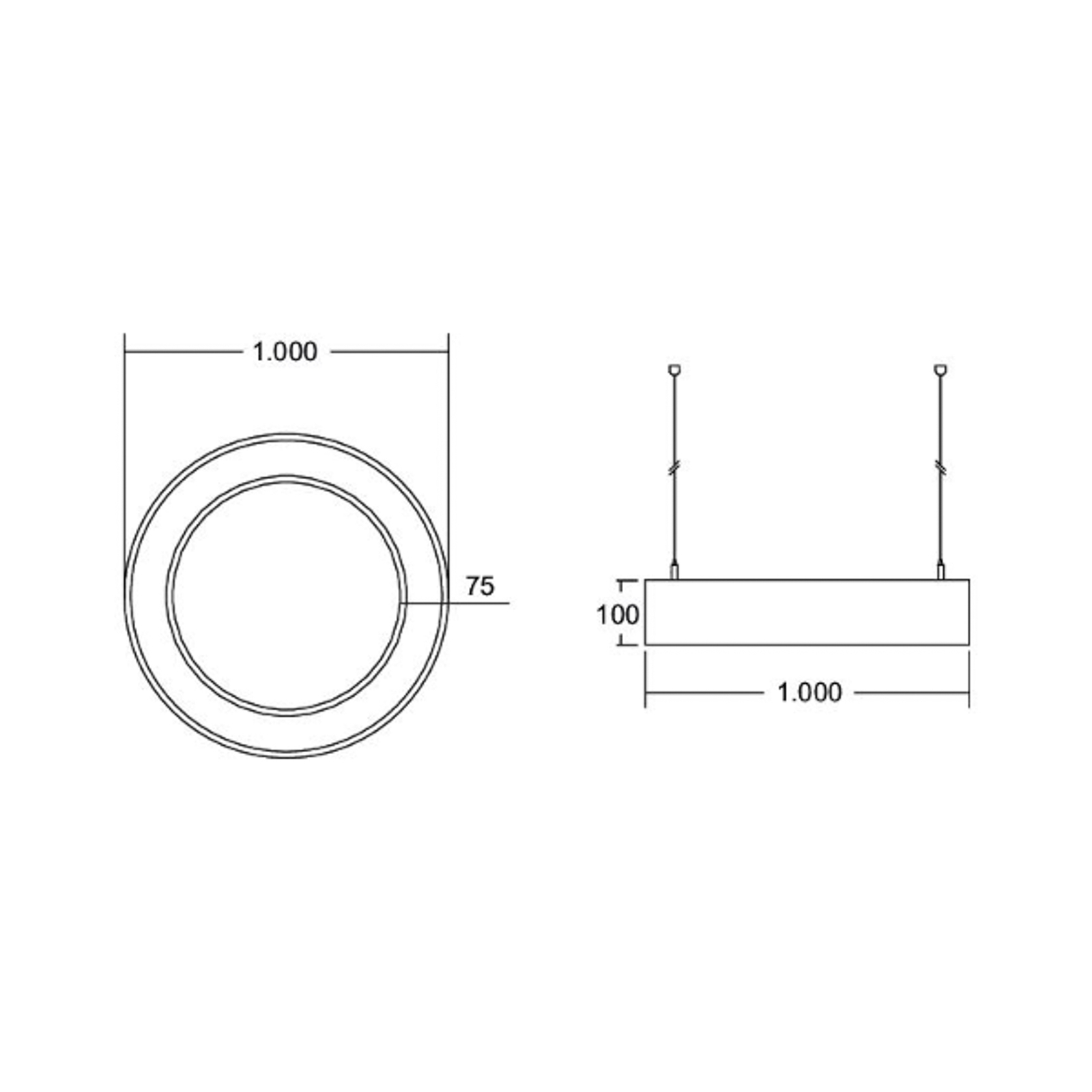 BRUMBERG Biro Circle Ring direto ligado/desligado 100cm preto 3000 K