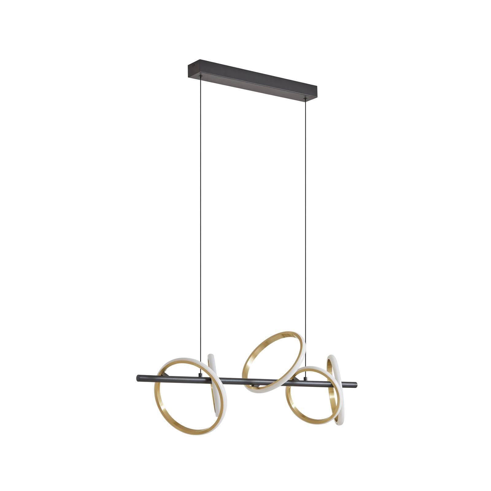 Lucande LED-Hängeleuchte Madu, schwarz, Metall, 92,5 cm lang