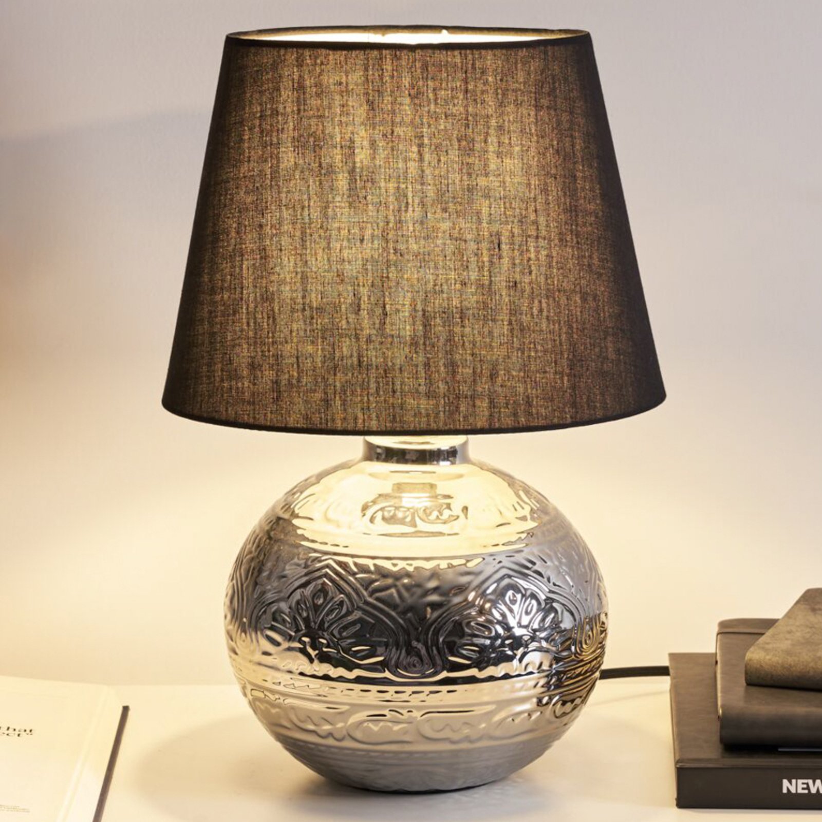 Pauleen Touch Silver bordslampa med keramikfot