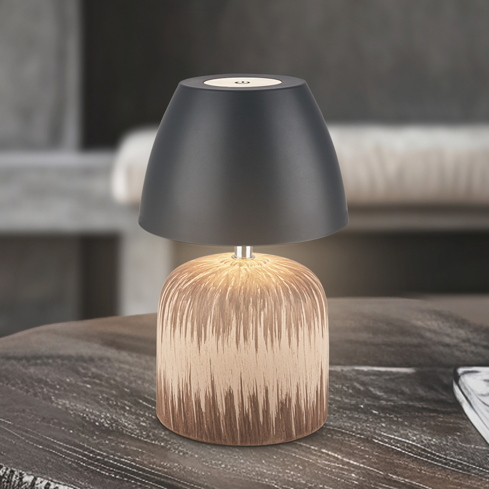 LED tafellamp op accu Brilo unplugged Cera, antraciet, 22 cm