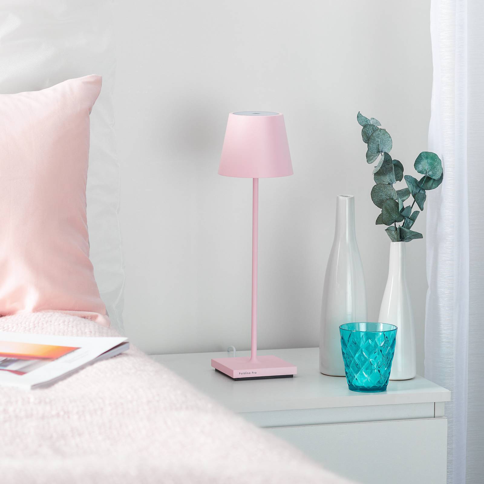 Zafferano Poldina lampe à poser LED batterie mat rose