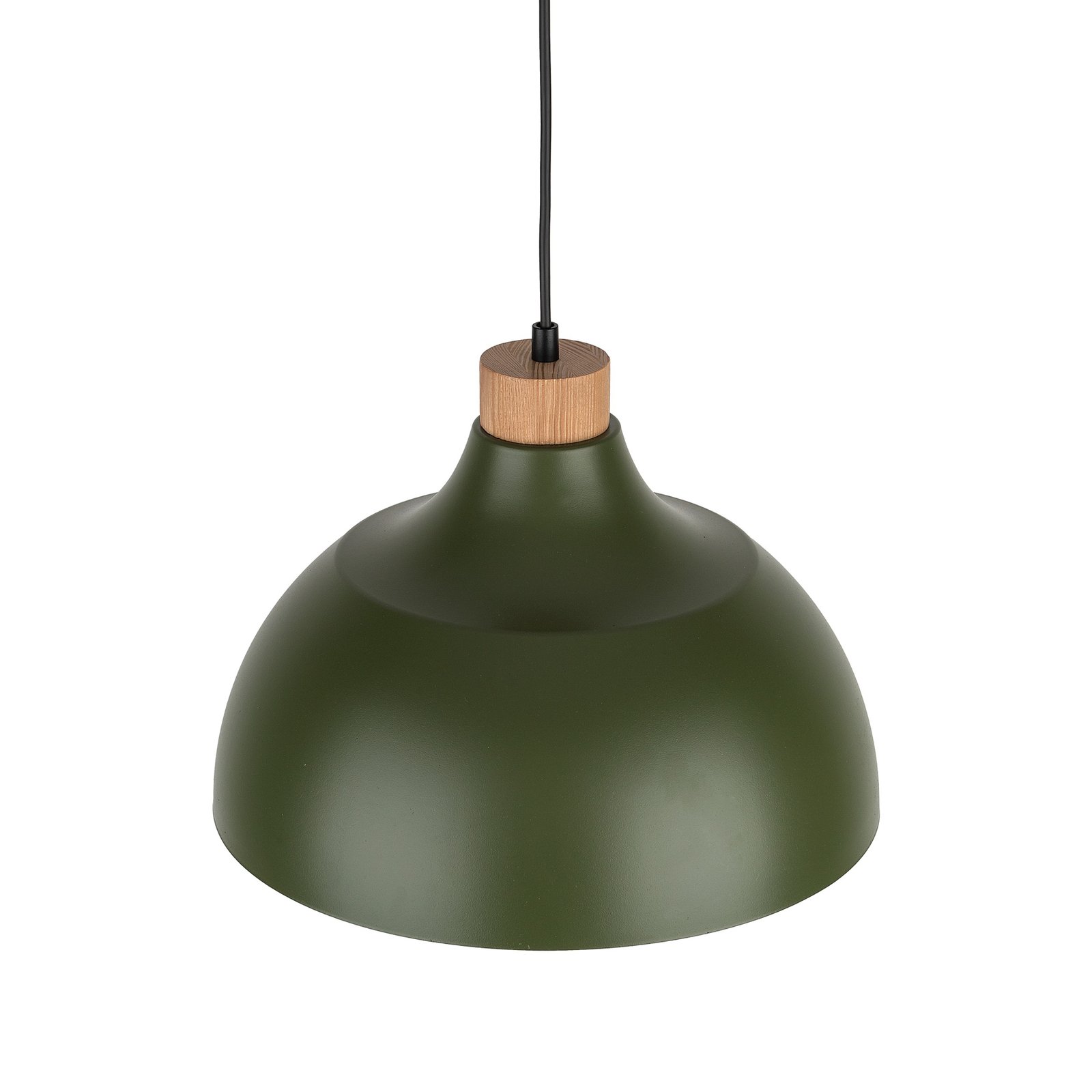Envostar hanglamp Kaitt, houtdetail, Ø 34 cm, groen
