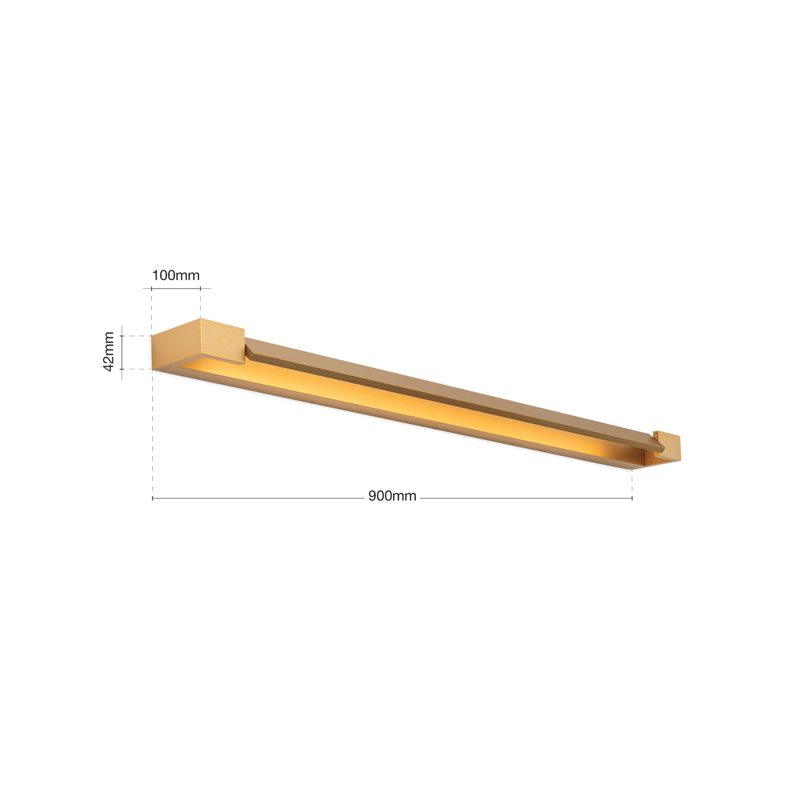 LED bathroom wall lamp Marylin, length 90 cm, gold, aluminium