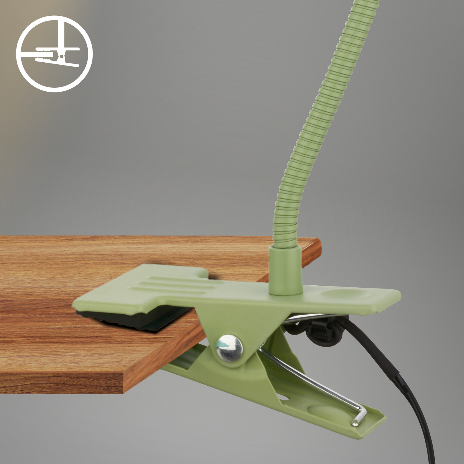 LED skavas lampa Fleks, gaiši zaļa, elastīga, metāla