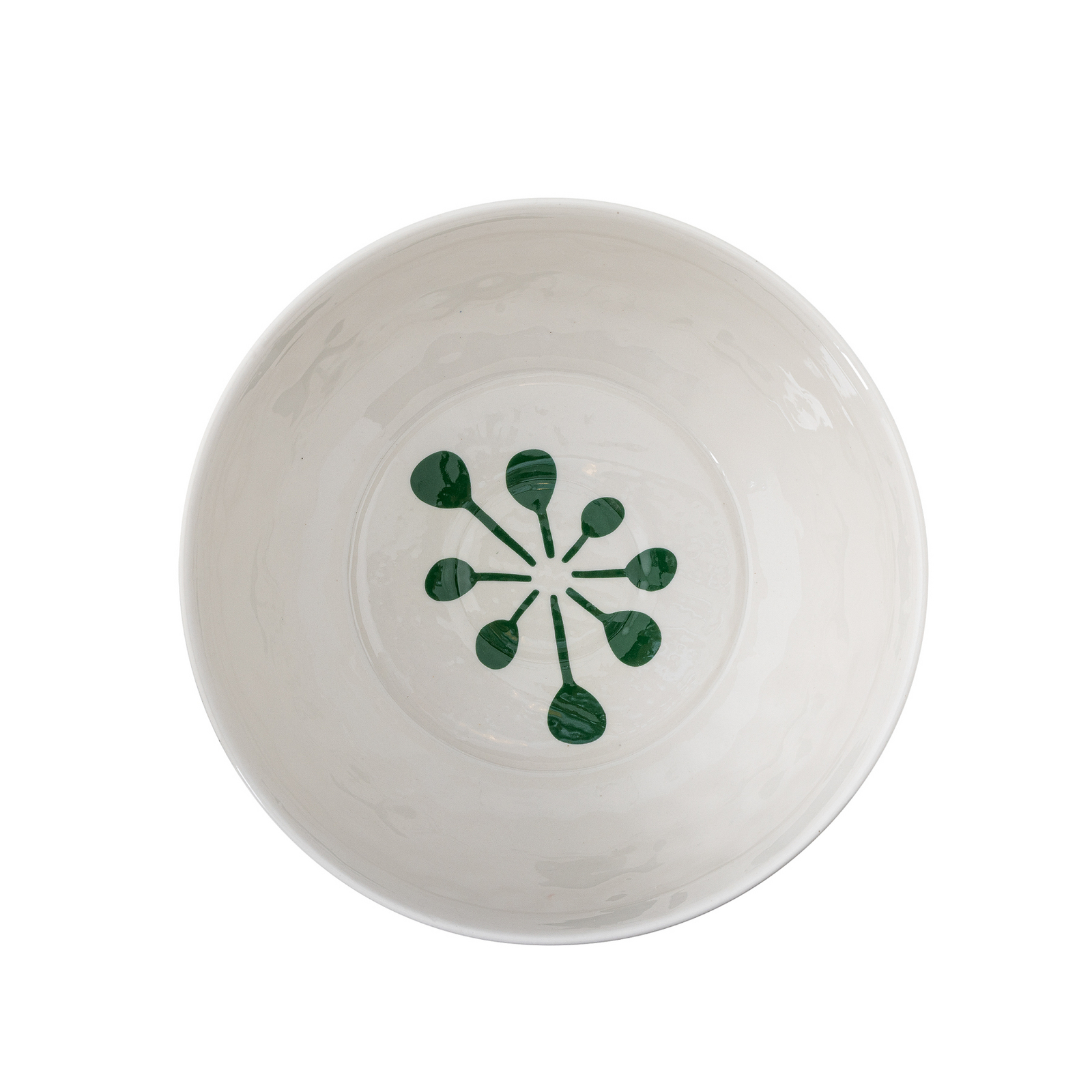 Bol Linora, blanc/vert, hauteur 9 cm, céramique - Bloomingville